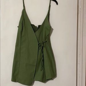 Playsuit In Khaki Linen Look